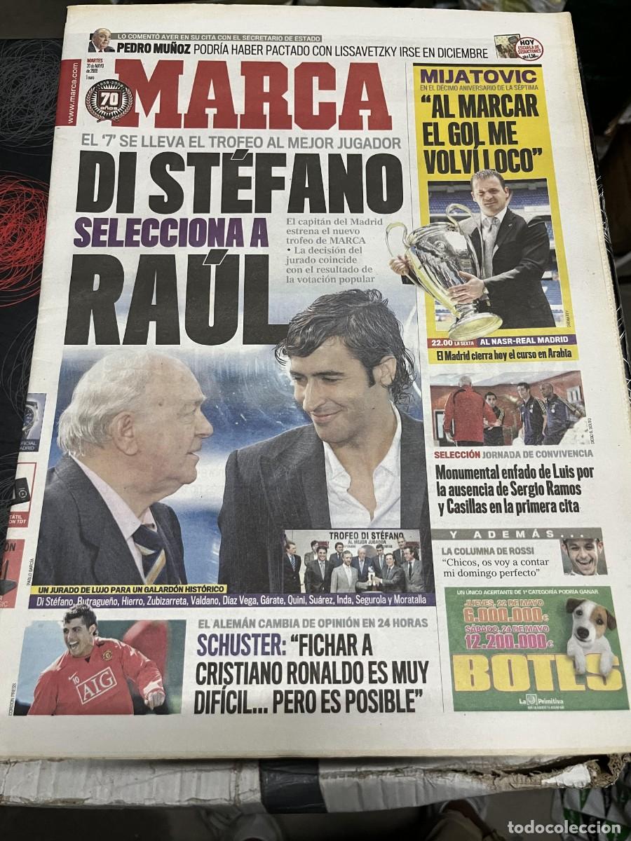 Coleccionismo deportivo: MARCA (20-5-2008) PEDRO MU&Ntilde;OZ DI STEFANO RAUL GONZALEZ MIJATOVIC SCHUSTER CRISTIANO RONALDO
