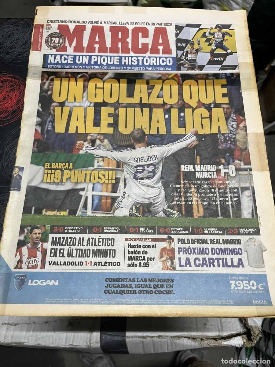 Coleccionismo deportivo: MARCA(14-4-2008) CRISTIANO RONALDO JORGE LORENZO DANI PEDROSA SNEIJDER REAL MADRID 1-0 MURCIA