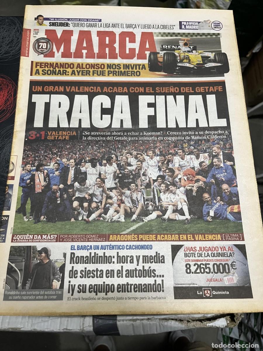 Coleccionismo deportivo: MARCA (17-4-2008) CAMPEON FINAL COPA REY VALENCIA 3-1 GETAFE FERNANDO ALONSO RONALDINHO