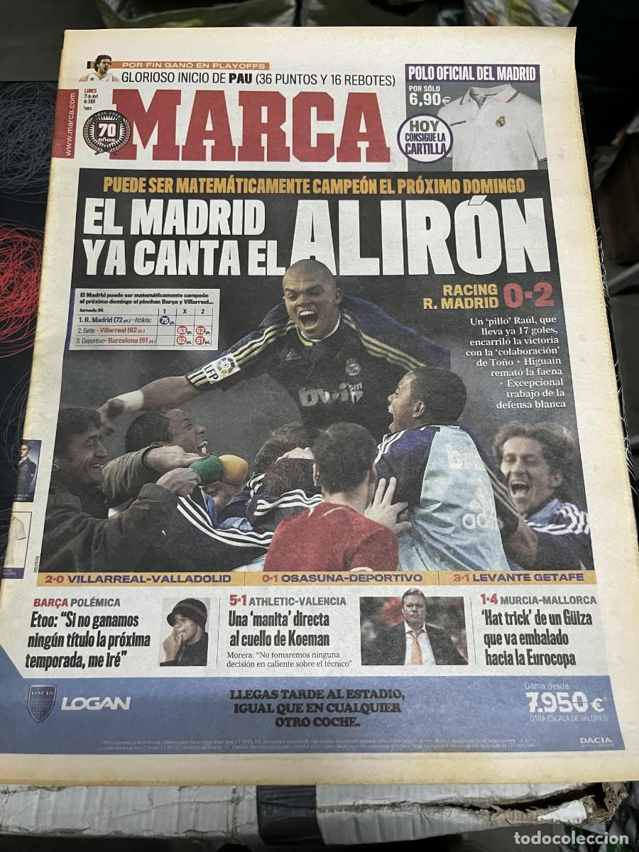 Coleccionismo deportivo: MARCA (21-4-2008) PAU GASOL RACING SANTANDER 0-2 REAL MADRID JORNADA LIGA