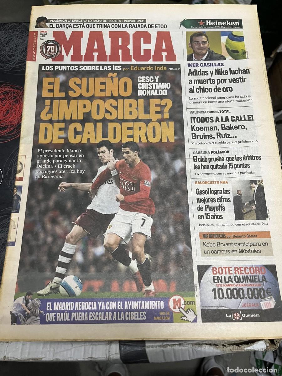Coleccionismo deportivo: MARCA(22-4-2008)POSIBLE FICHAJE CESC FABREGAS CRISTIANO RONALDO REAL MADRID ERIC ANTEQUERA PAU GASOL