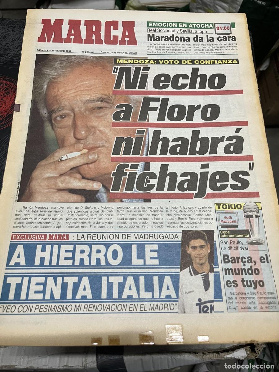 Coleccionismo deportivo: MARCA(12-12-1992)HOY FINAL INTERCONTINENTAL BARCELONA SAO PAULO RAMOS MARCOS MENDOZA FERNANDO HIERRO