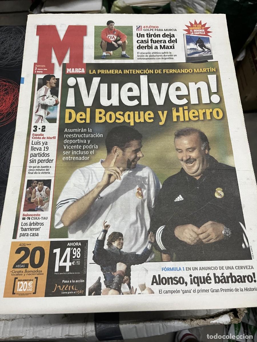 Coleccionismo deportivo: MARCA (2-3-2006) DEL BOSQUE HIERRO ESPA&Ntilde;A 3-2 COSTA DE MARFIL CSKA 82-76 TAUGRES FERNANDO ALONSO