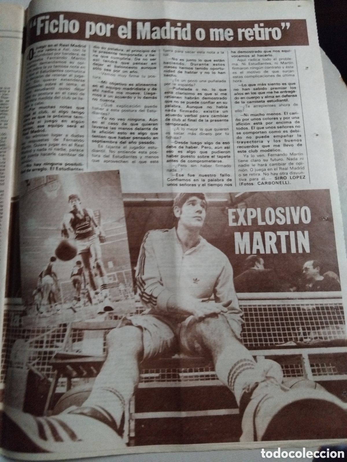 Coleccionismo deportivo: Periodico fichaje Fernando Mart&iacute;n 1981 (Reportaje)