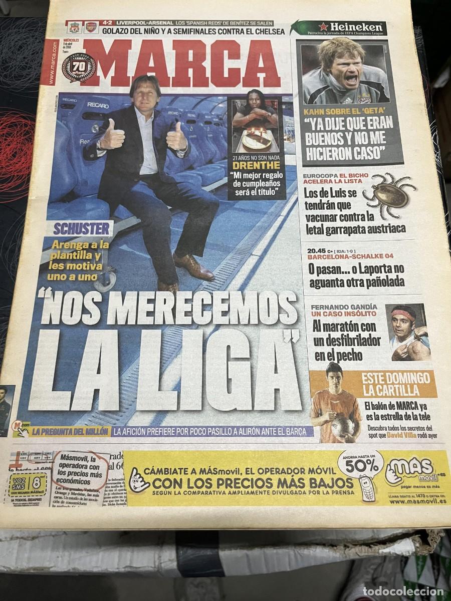 Coleccionismo deportivo: MARCA (9-4-2008) SCHUSTER KAHN GETAFE BAYERN MUNCHEN HOY BARCELONA SCHALKE FERNANDO GANDIA ESTOPA