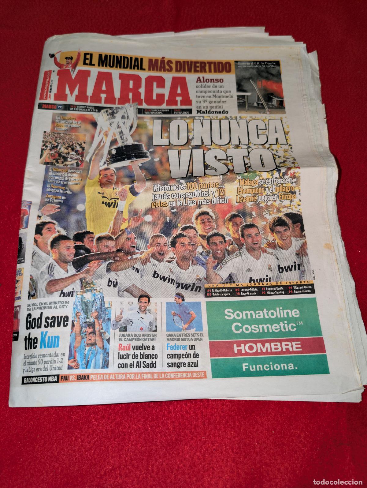 Coleccionismo deportivo: PERIODICO PRENSA mayo 2012 MARCA zona norte REAL MADRID 100 puntos KUN GASOL MALAGA champions RAYO
