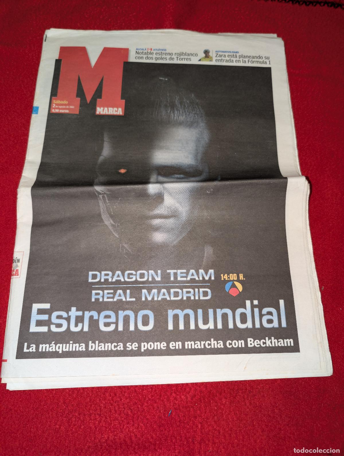 Coleccionismo deportivo: PERIODICO PRENSA agosto 2003 MARCA zona norte BECKHAM portada RONALDO MAKAAY NIHAT KOVACEVIC