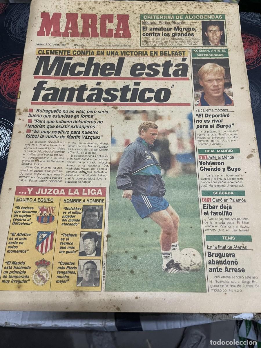 Coleccionismo deportivo: MARCA (12-10-1992) INDURAIN GIANNI KOEMAN JAVIER CLEMENTE MERIDA 0-1 REAL MADRID PALAMOS 0-1 EIBAR