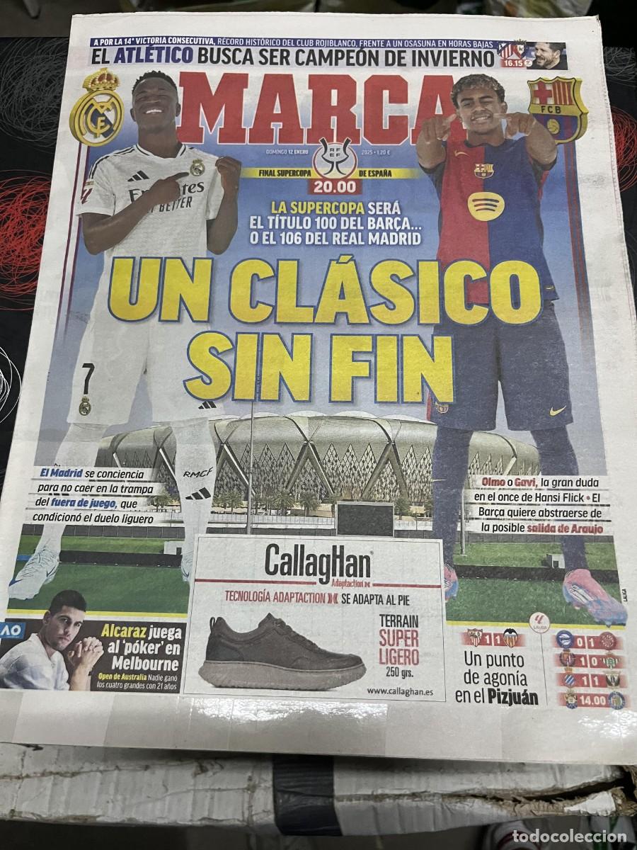 Coleccionismo deportivo: MARCA (12-1-2025) HOY FINAL SUPERCOPA ESPA&Ntilde;A REAL MADRID BARCELONA EL CLASICO VINICIUS LAMINE YAMAL