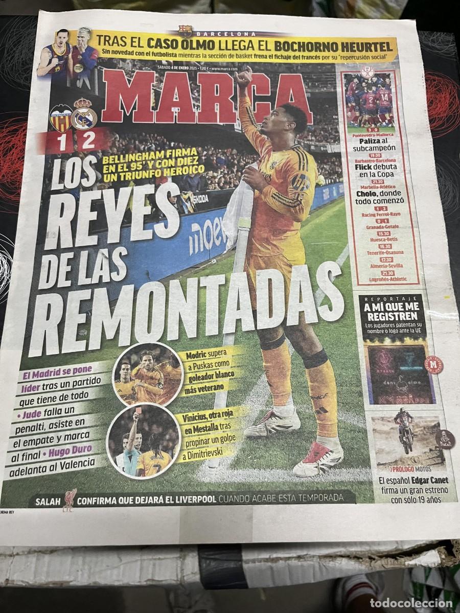 Coleccionismo deportivo: MARCA (4-1-2025) VALENCIA 1-2 REAL MADRID CASO OLMO PONTEVEDRA 3-0 MALLORCA MARBELLA ATLETICO COPA