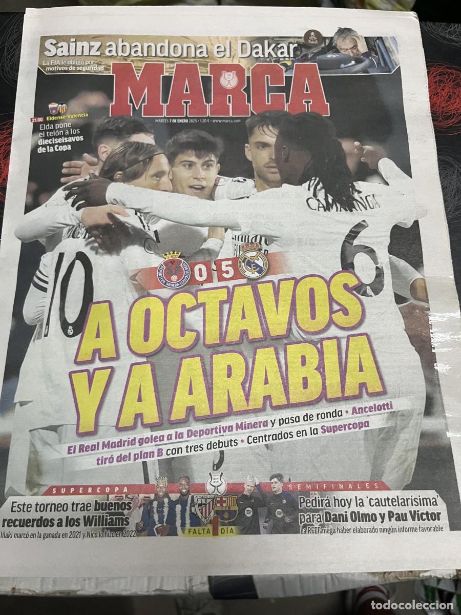 Coleccionismo deportivo: MARCA (7-1-2025) COPA REY DEPORTIVA MINERA 0-5 REAL MADRID CARLOS SAINZ DAKAR