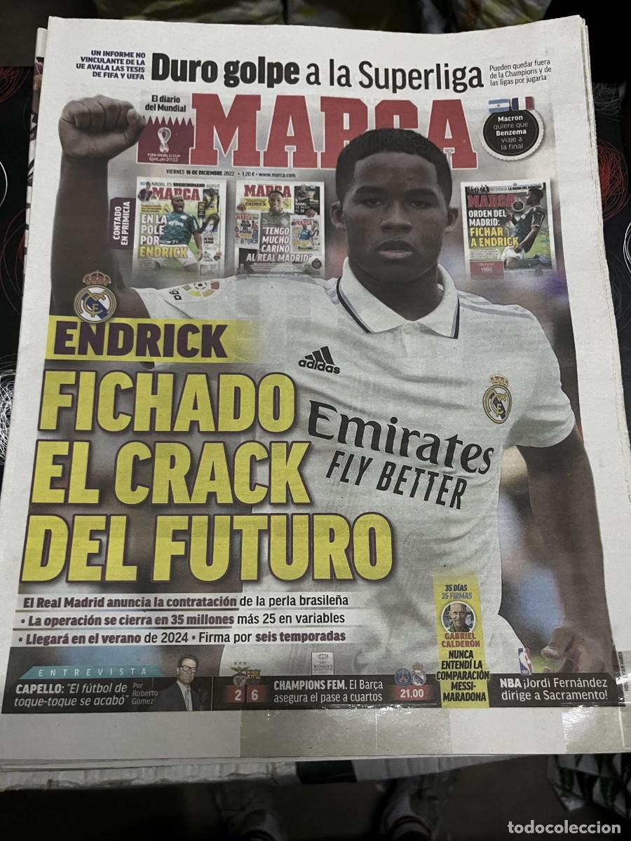 Coleccionismo deportivo: MARCA (16-12-2022)FICHAJE ENDRICK REAL MADRID ENTREVISTA FABIO CAPELLO BENFICA 2-6 BACELONA FEMENINO