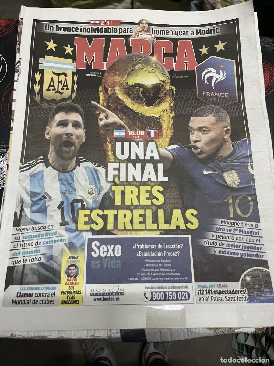 Coleccionismo deportivo: MARCA (18-12-2022) HOY FINAL MUNDIAL FUTBOL ARGENTINA FRANCIA MESSI MBAPPE CROACIA 2-1 MARRUECOS