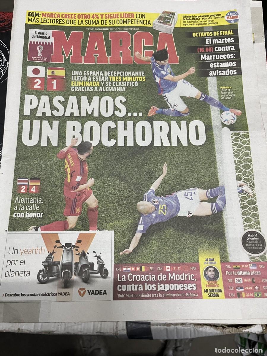 Coleccionismo deportivo: MARCA (2-12-2022) MUNDIAL FUTBOL JAPON 2-1 ESPA&Ntilde;A COSTA RICA 2-4 ALEMANIA