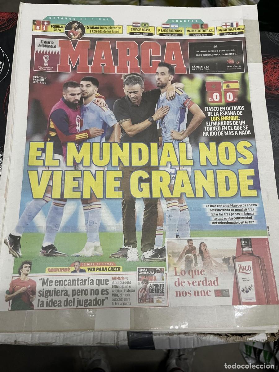 Coleccionismo deportivo: MARCA (7-12-2022) MUNDIAL FUTBOL MARRUECOS 0-0 ESPA&Ntilde;A PORTUGAL 6-1 SUIZA