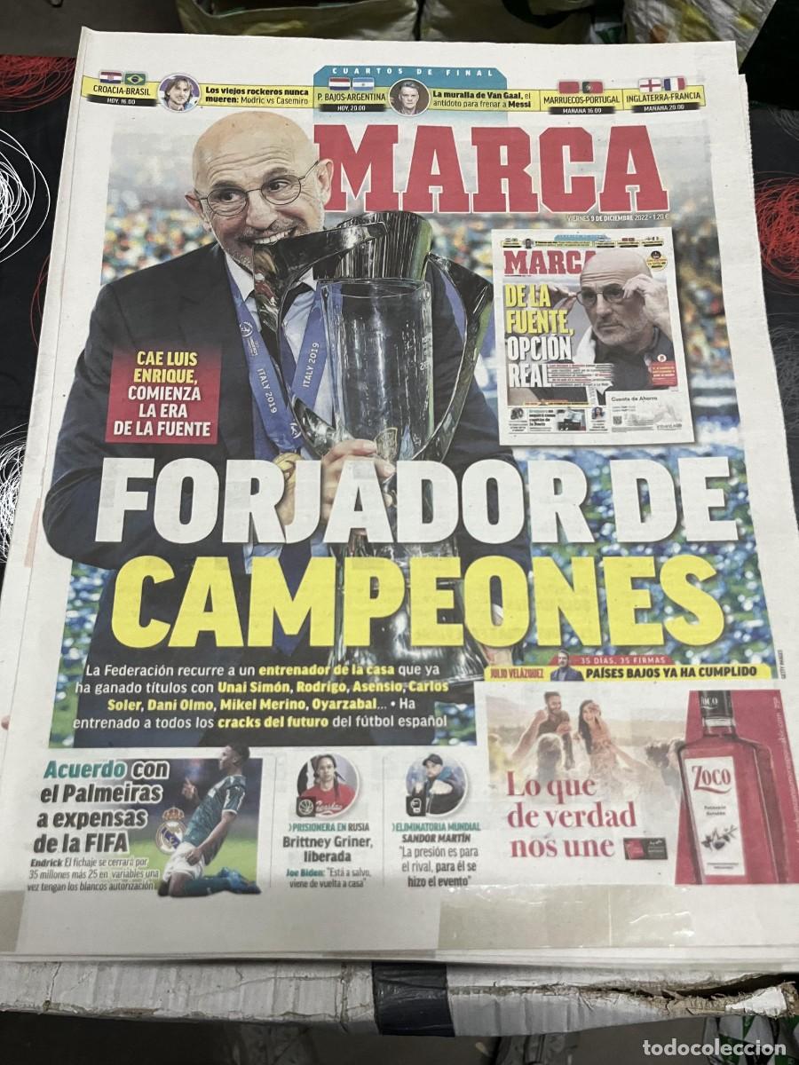Coleccionismo deportivo: MARCA (9-12-2022) DE LA FUENTE ENTRENADOR SELECCION ESPA&Ntilde;OLA ESPA&Ntilde;A LUIS ENRIQUE ENDRICK REAL MADRID