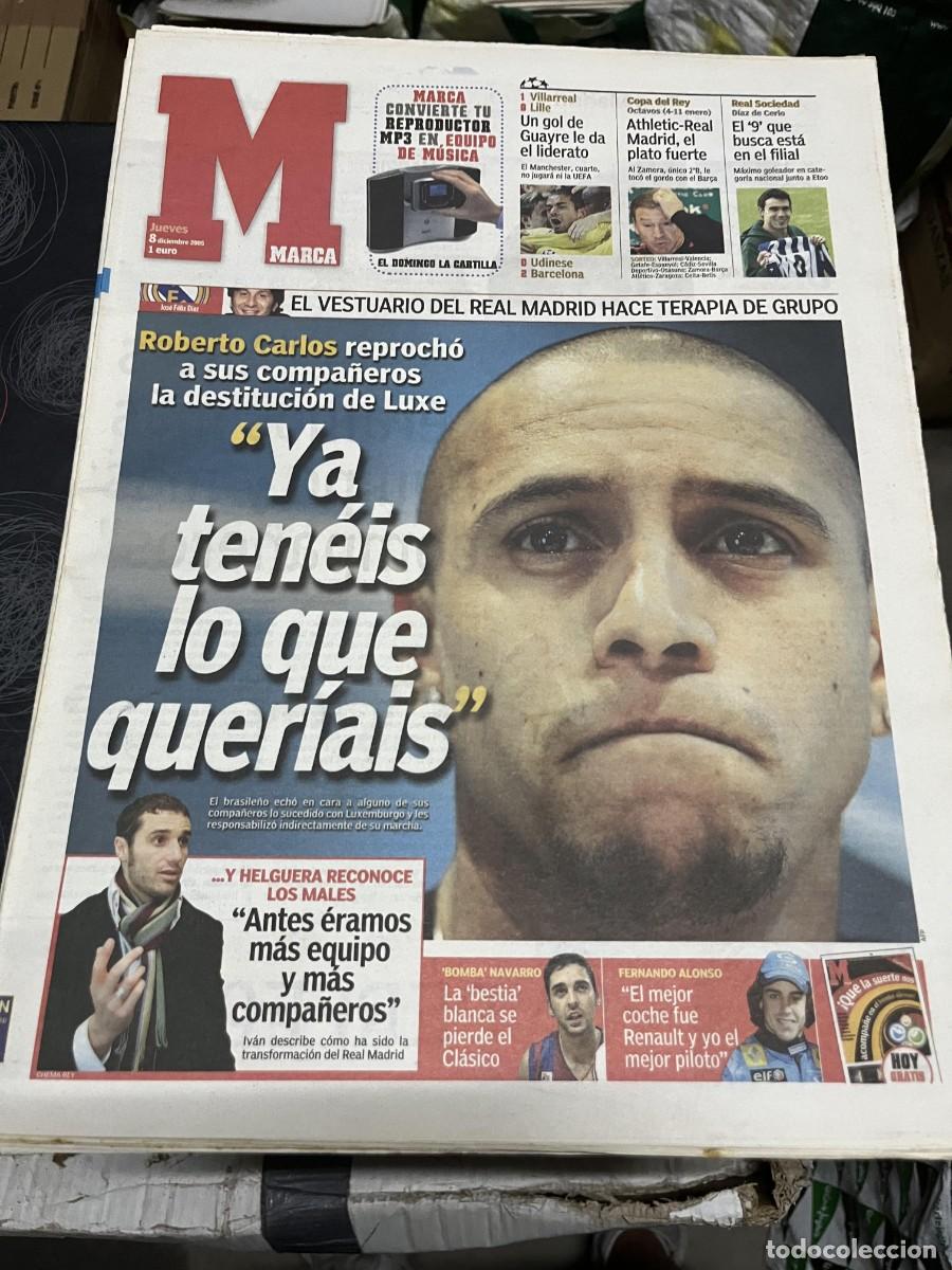 Coleccionismo deportivo: MARCA (8-12-2005) ROBERTO CARLOS HELGUERA FERNANDO ALONSO VILLARREAL 1-0 LILLE UDINESE 0-2 BARCELONA