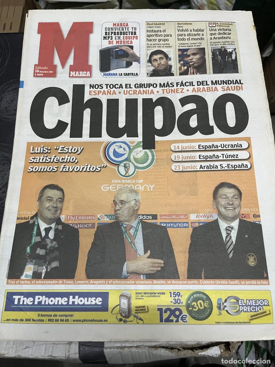 Coleccionismo deportivo: MARCA (10-12-2005) ESPA&Ntilde;A GRUPO MUNDIAL ALEMANIA LOPEZ CARO ETOO HOY REAL SOCIEDAD VILLARREAL
