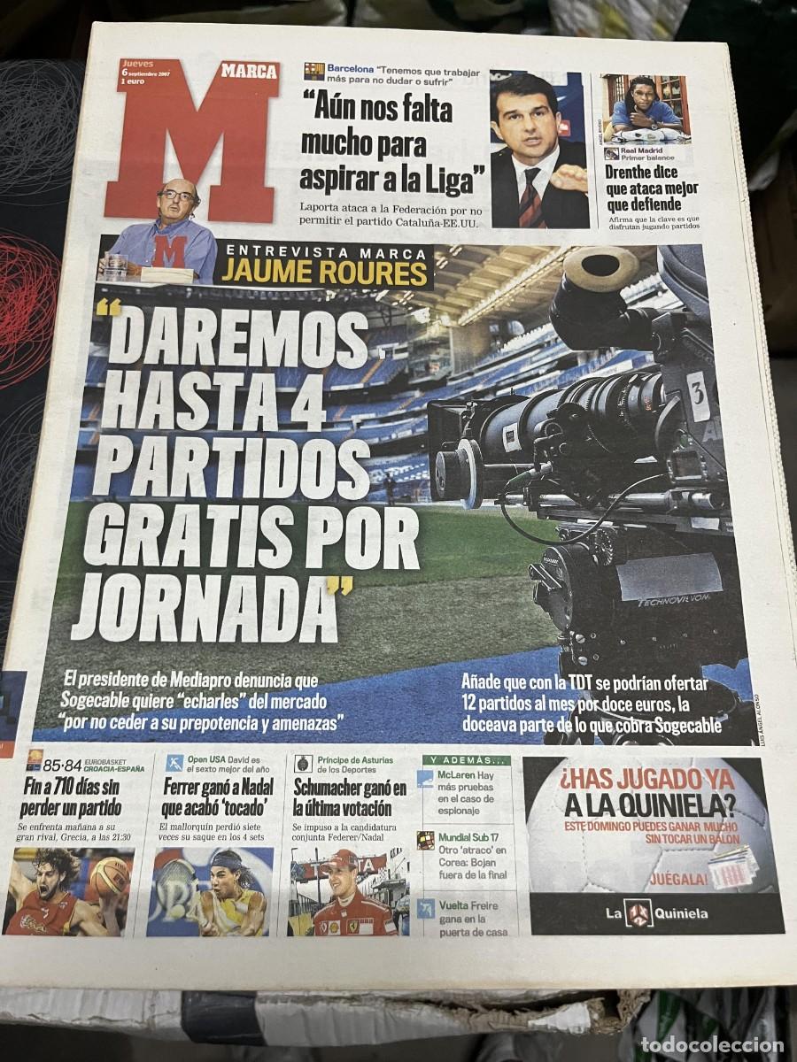 Coleccionismo deportivo: MARCA (6-9-2007) LAPORTA DRENTHE ENTREVISTA JAUME ROURES EUROBASKET ESPA&Ntilde;A 84-85 CROACIA SCHUMACHER