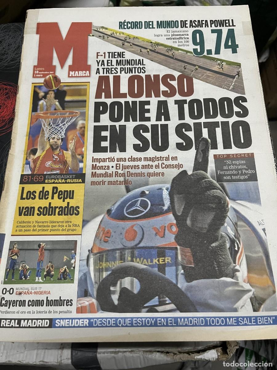 Coleccionismo deportivo: MARCA (10-9-2007) FORMULA 1 FERNANDO ALONSO RECORD MUNDO ASAFA POWELL EUROBASKET ESPA&Ntilde;A RUSIA