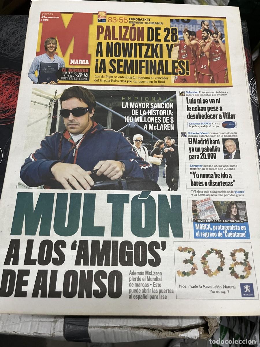 Coleccionismo deportivo: MARCA (14-9-2007) EUROBASKET ESPA&Ntilde;A 83-55 ALEMANIA ESPIONAJE FERNANDO ALONSO FORMULA 1 MCLAREN