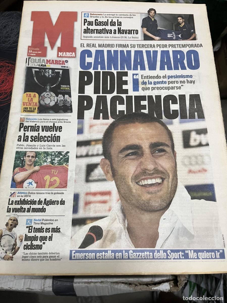 Coleccionismo deportivo: MARCA (18-8-2007) CANNAVARO PAU GASOL PERNIA AGUERO ATLETICO RAFA NADAL EUROBASKET ESPA&Ntilde;A