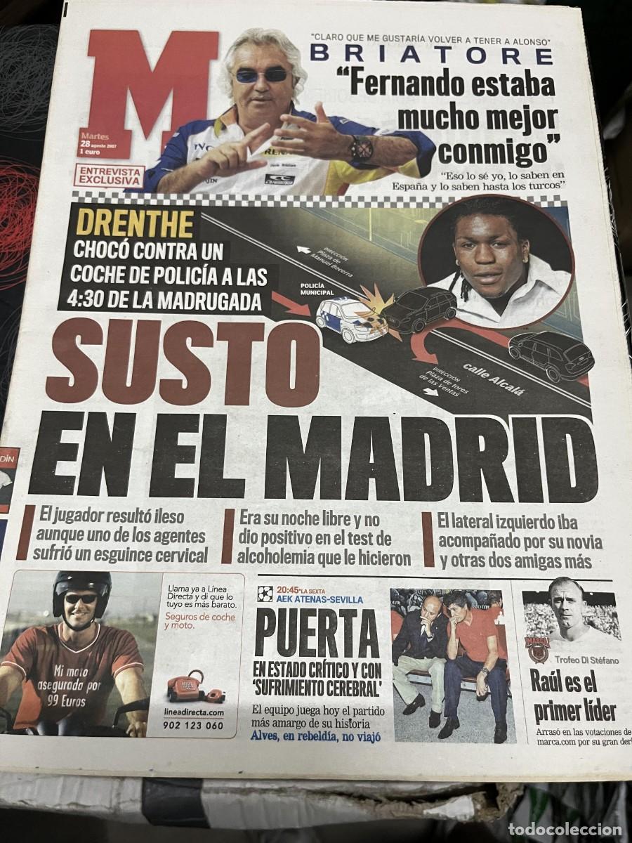 Coleccionismo deportivo: MARCA (28-8-2007) BRIATORE FORMULA 1 FERNANDO ALONSO ACCIDENTE COCHE DRENTHE HOY AEK SEVILLA