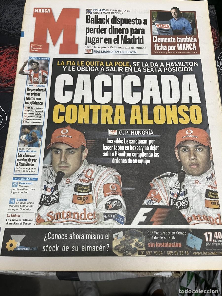 Coleccionismo deportivo: MARCA (5-8-2007) FIA FERNANDO ALONSO HAMILTON BALLACK LAZIO 1-3 ATLETICO HOY BEIJING BARCELONA