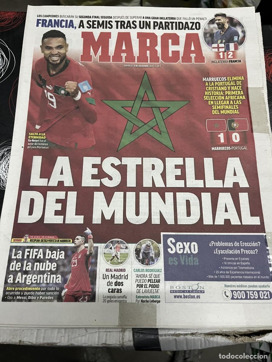 Coleccionismo deportivo: MARCA (11-11-2022) MUNDIAL MARRUECOS 1-0 PORTUGAL EN-NESYRI INGLATERRA 1-2 FRANCIA FIFA ARGENTINA