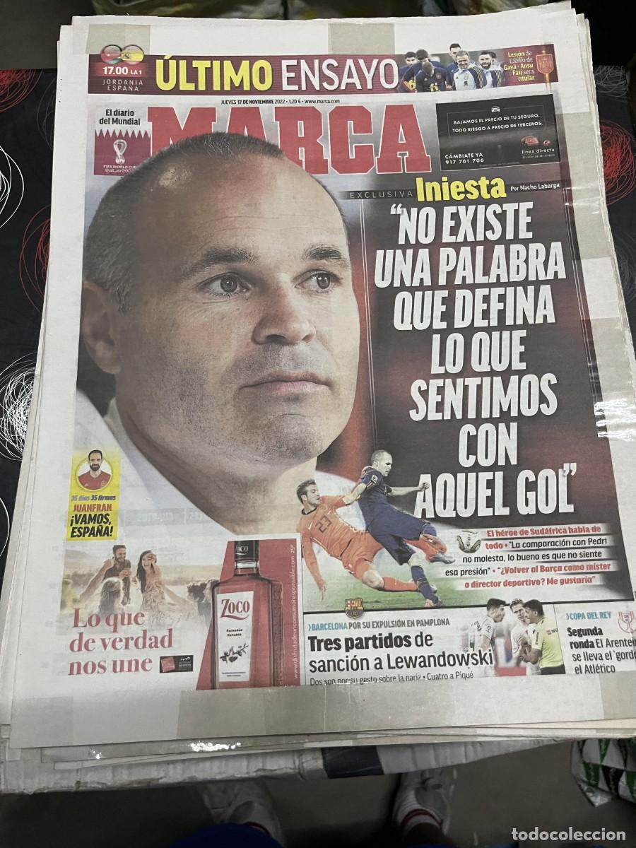Coleccionismo deportivo: MARCA (17-11-2022) MUNDIAL QATAR ENTREVISTA EXCLUSIVA ANDRES INIESTA BARCELONA LEWANDOWSKI