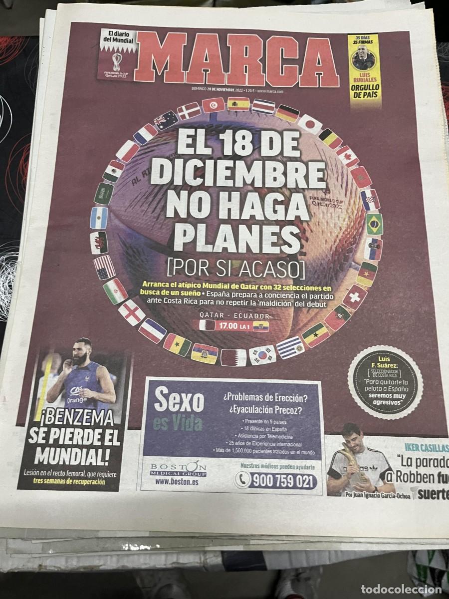 Coleccionismo deportivo: MARCA (20-11-2022) MUNDIAL FUTBOL QATAR ECUADOR LUIS RUBIALES BENZEMA IKER CASILLAS