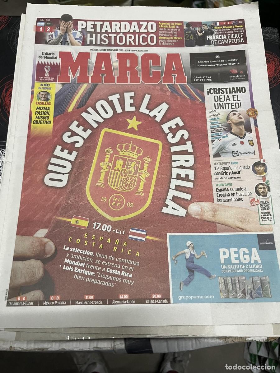 Coleccionismo deportivo: MARCA (23-11-2022)MUNDIAL QATAR HOY ESPA&Ntilde;A COSTA RICA CRISTIANO RONALDO UNITED ENTREVISTA KUBO