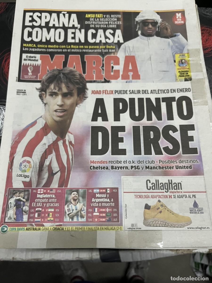 Coleccionismo deportivo: MARCA (26-11-2022) MUNDIAL QATAR PORTUGAL JOAO FELIX ANSU FATI INGLATERRA 0-0 USA MESSI ARGENTINA