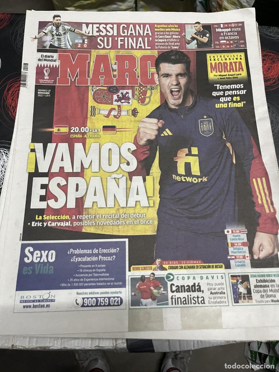 Coleccionismo deportivo: MARCA (27-11-2022) MUNDIAL QATAR ARGENTINA 2-0 MEXICO MESSI ENTREVISTA EXCLUSIVA MORATA