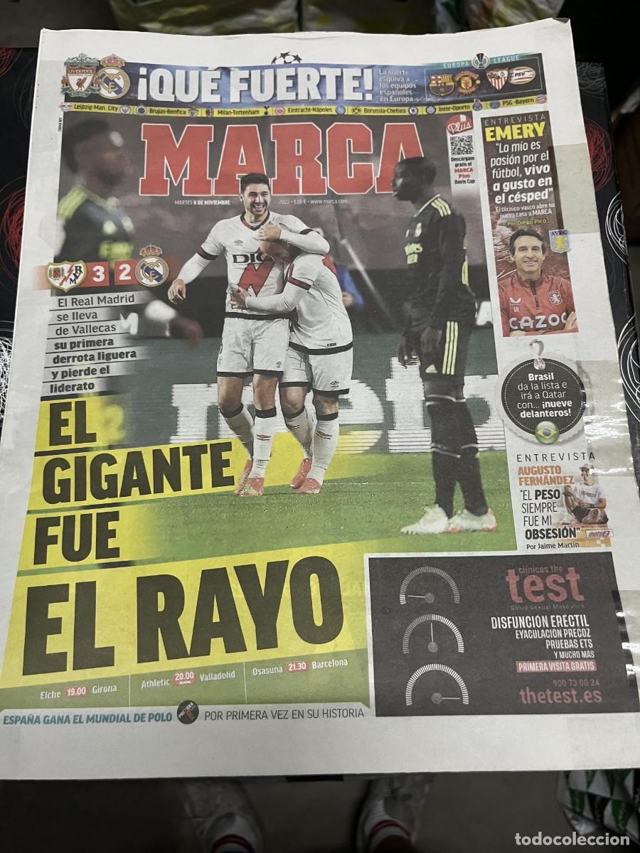 Coleccionismo deportivo: MARCA (8-11-2022) RAYO VALLECANO 3-2 REAL MADRID ENTREVISTA EMERY AUGUSTO FERNANDEZ