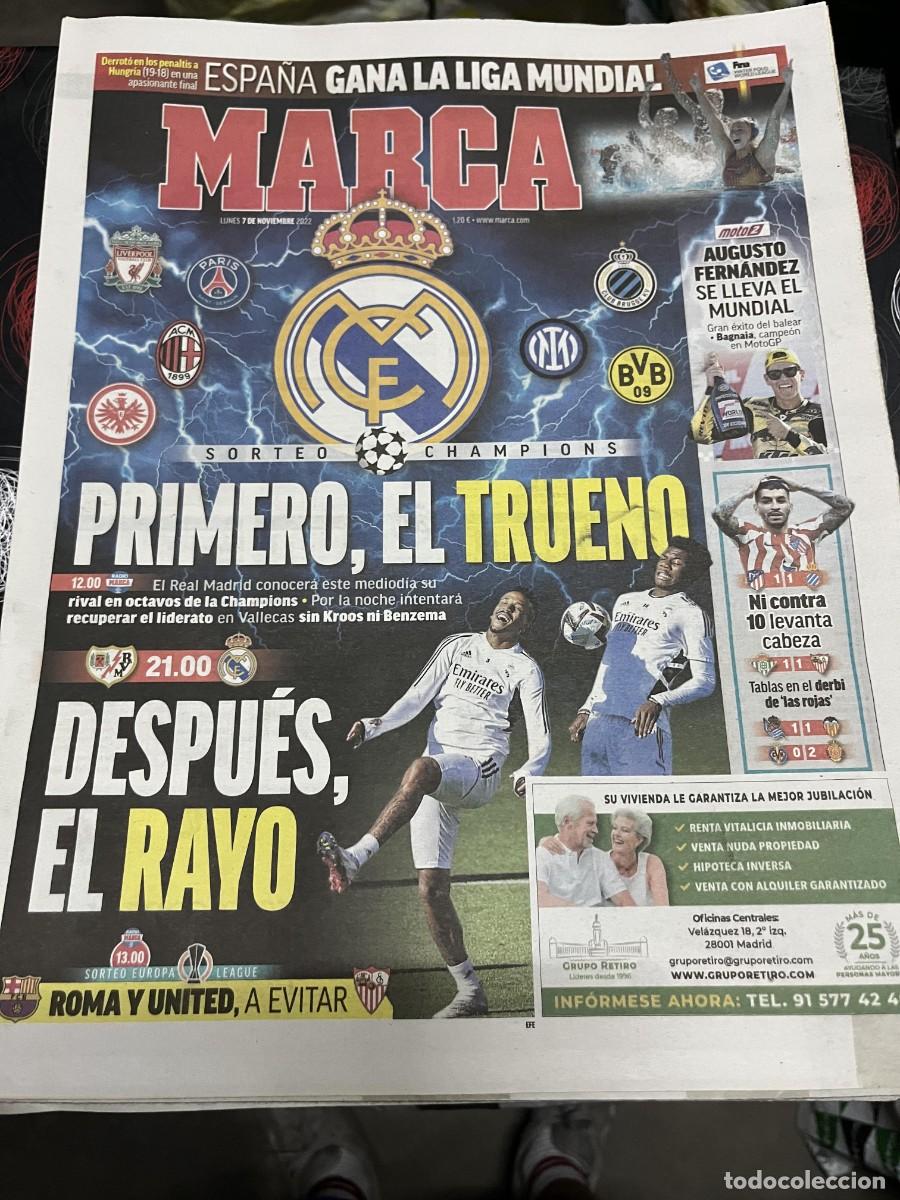 Coleccionismo deportivo: MARCA (7-11-2022) HOY RAYO VALLECANO REAL MADRID SORTEO CHAMPIONS ATLETICO MADRID 1-1 ESPANYOL