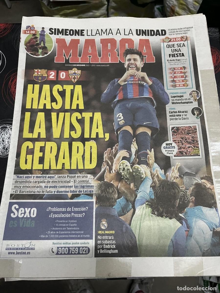 Coleccionismo deportivo: MARCA (6-11-2022) BARCELONA 2-0 ALMERIA DESPEDIDA PIQUE HOY ATLETICO ESPANYOL BETIS SEVILLA