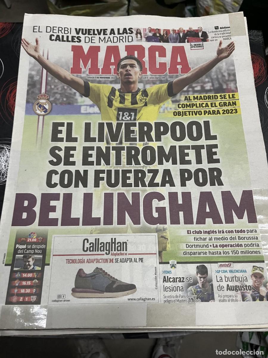 Coleccionismo deportivo: MARCA (5-11-2022) FICHAJE BELLINGHAM REAL MADRID LIVERPOOL HOY BARCELONA ALMERIA TENIS ALCARAZ