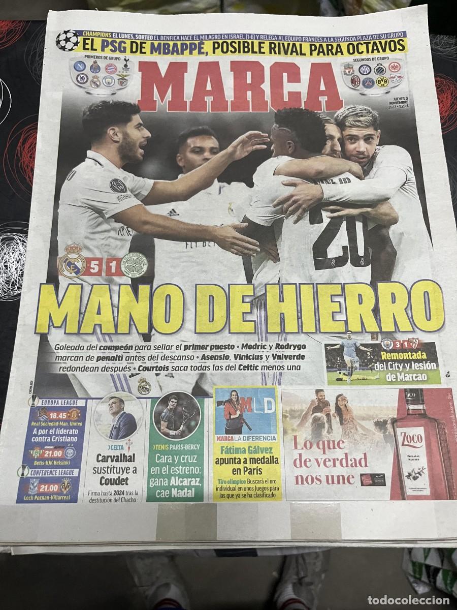 Coleccionismo deportivo: MARCA (3-11-2022) PSG MBAPPE SORTEO HOY CHAMPIONS REAL MADRID 5-1 CELTIC GLASGOW