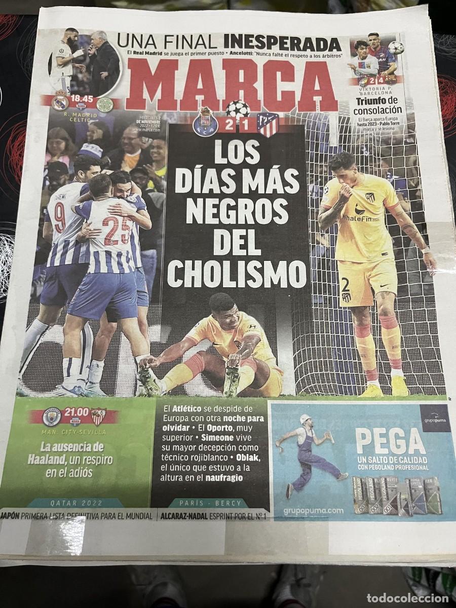 Coleccionismo deportivo: MARCA (2-11-2022) HOY CHAMPIONS REAL MADRID CELTIC OPORTO 2-1 ATLETICO MADRID CITY SEVILLA