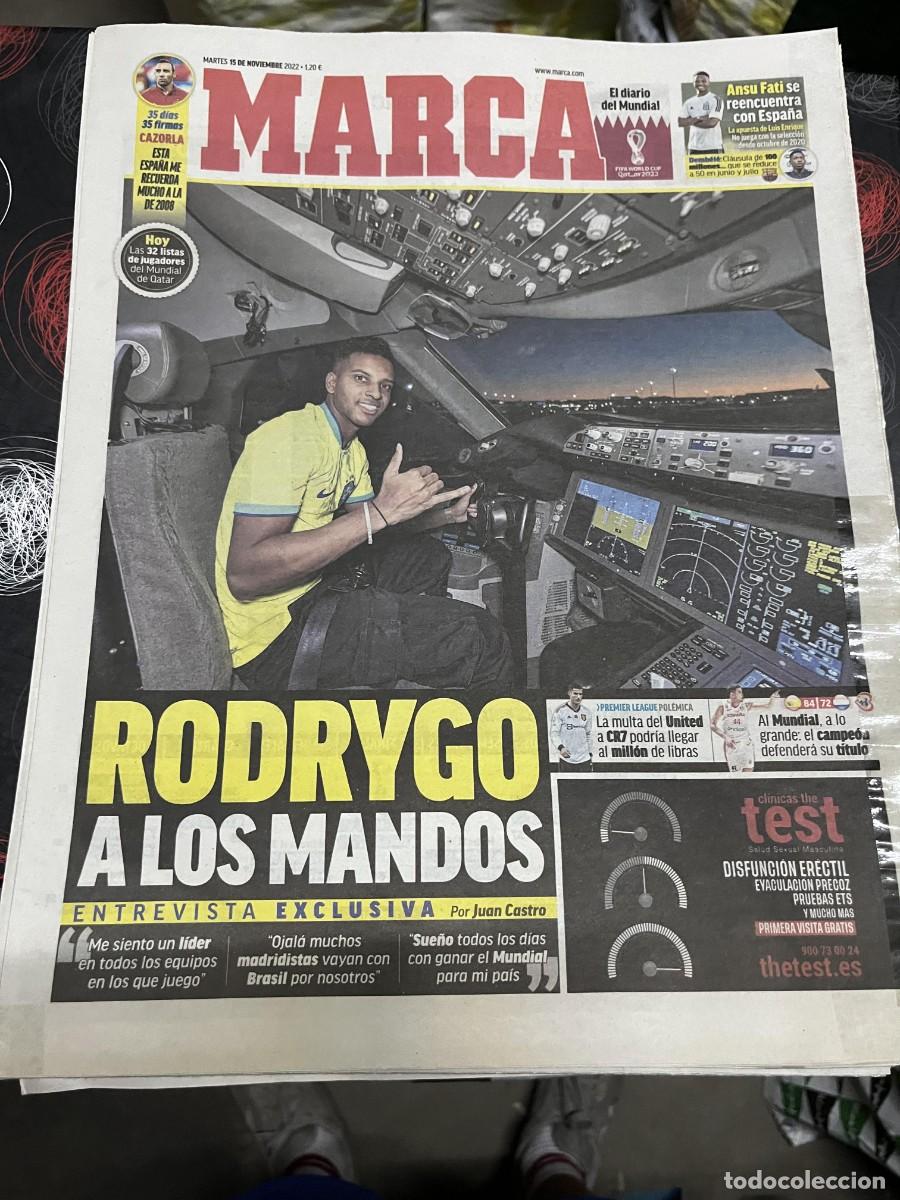 Coleccionismo deportivo: MARCA (15-11-2022) MUNDIAL QATAR ANSU FATI CAZORLA ENTREVISTA EXCLUSIVA RODRYGO BRASIL REAL MADRID