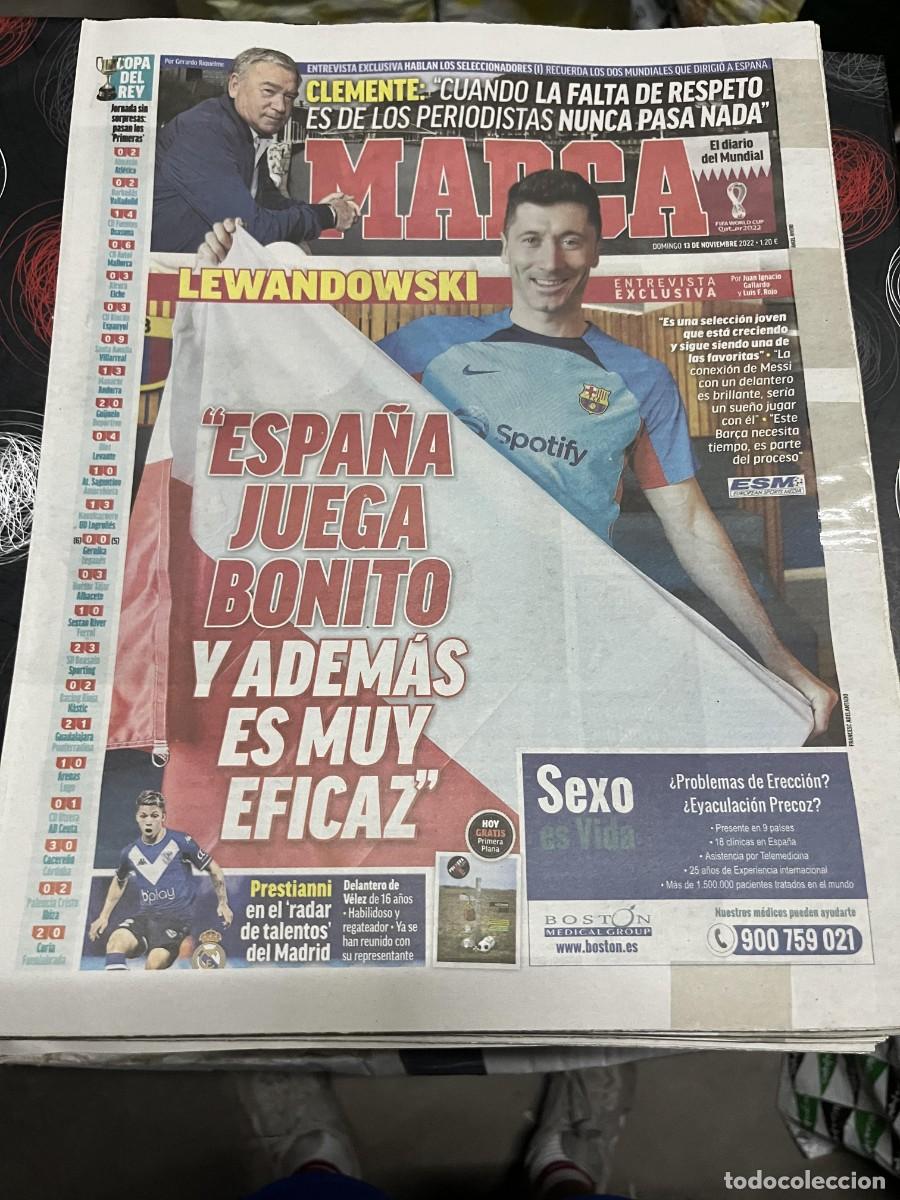 Coleccionismo deportivo: MARCA (13-11-2022) MUNDIAL QATAR ENTREVISTA EXCLUSIVA LEWANDOWSKI JAVIER CLEMENTE PRESTIANNI