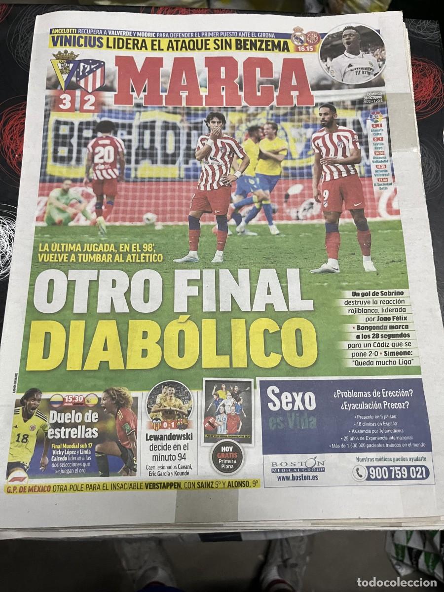 Coleccionismo deportivo: MARCA (30-10-2022) CADIZ 3-2 ATLETICO MADRID HOY FINAL MUNDIAL SUB-17 COLOMBIA ESPA&Ntilde;A