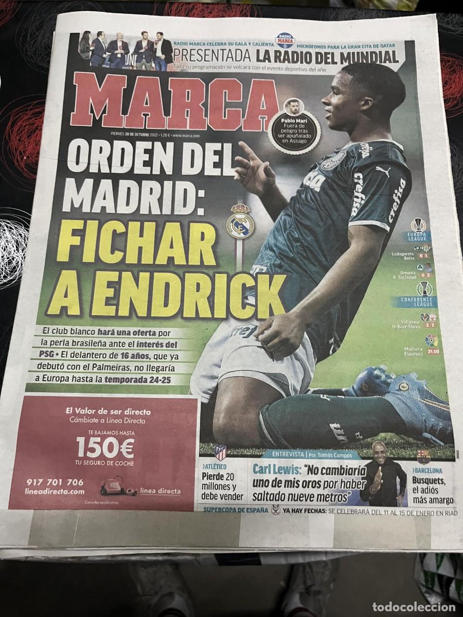 Coleccionismo deportivo: MARCA (28-10-2022) FICHAJE ENDRICK REAL MADRID PABLO MARI LUDOGORETS 0-1 BETIS OMONIA 0-2 R.SOCIEDAD