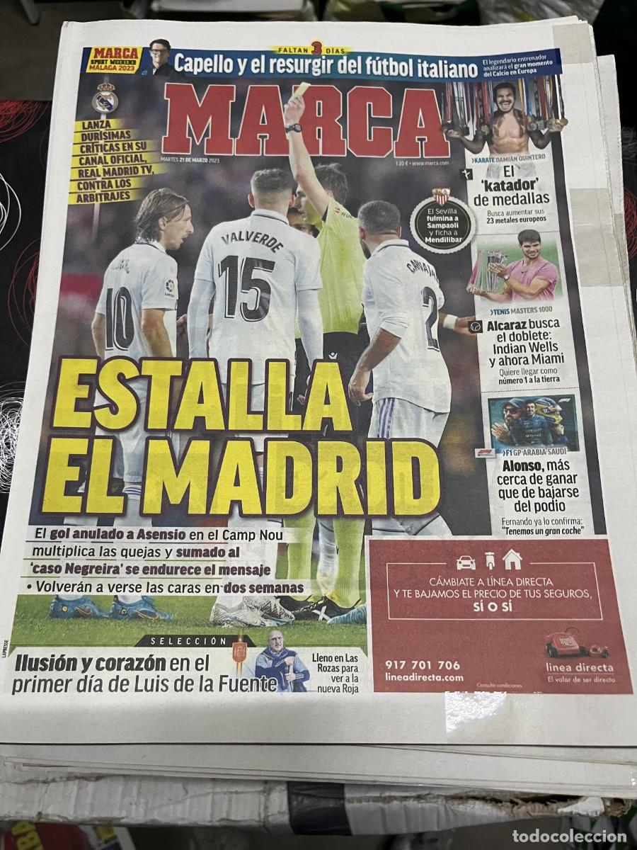 Coleccionismo deportivo: MARCA (21-3-2023) ARBITRO EL CLASICO BARCELONA 2-1 REAL MADRID LUIS DE LA FUENTE DAMIAN QUINTERO