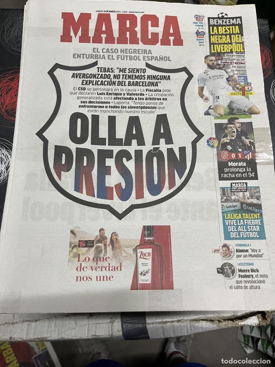 Coleccionismo deportivo: MARCA (14-3-2023) CHAMPIONS CSD TEBAS CASO NEGREIRA BENZEMA HOY CITY LEIPZIG OPORTO INTER MILAN