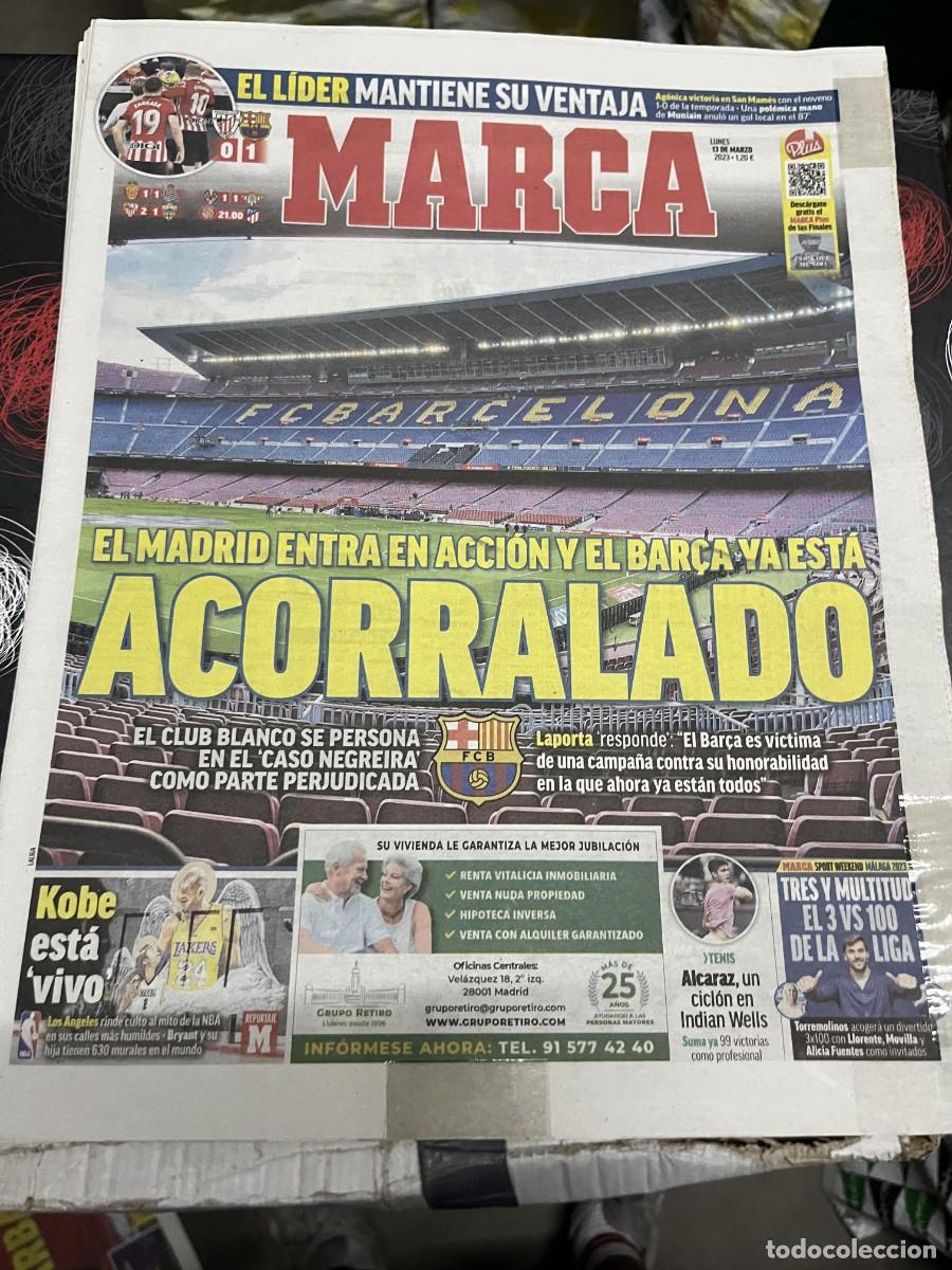 Coleccionismo deportivo: MARCA(13-3-2023)CASO NEGREIRA ATHLETIC BILBAO 0-1 BARCELONA SEVILLA 2-1 ALMERIA VILLARREAL 1-1 BETIS