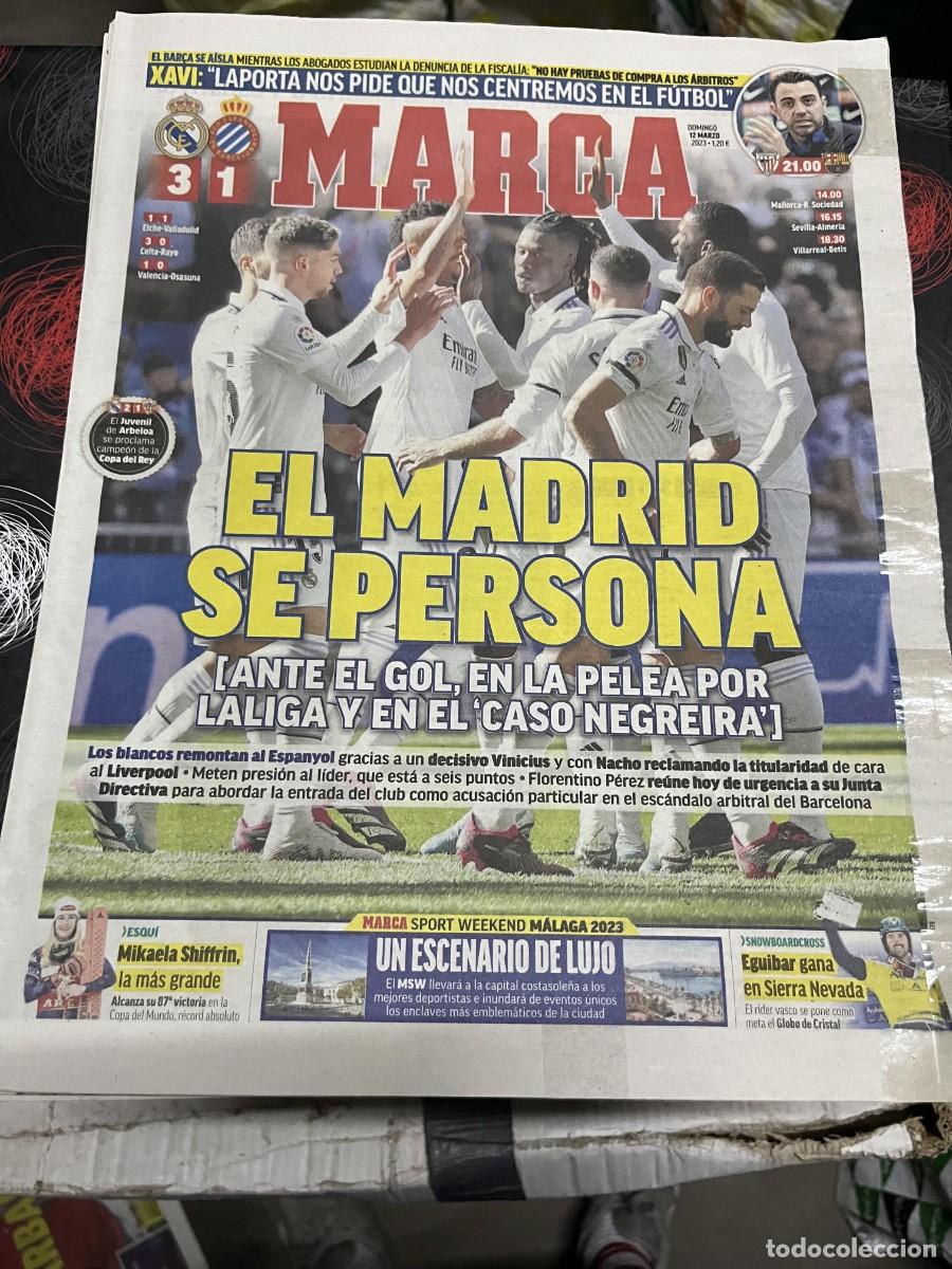 Coleccionismo deportivo: MARCA (12-3-2023) REAL MADRID 3-1 ESPANYOL HOY ATHLETIC BILBAO BARCELONA MIKAELA SHIFFRIN