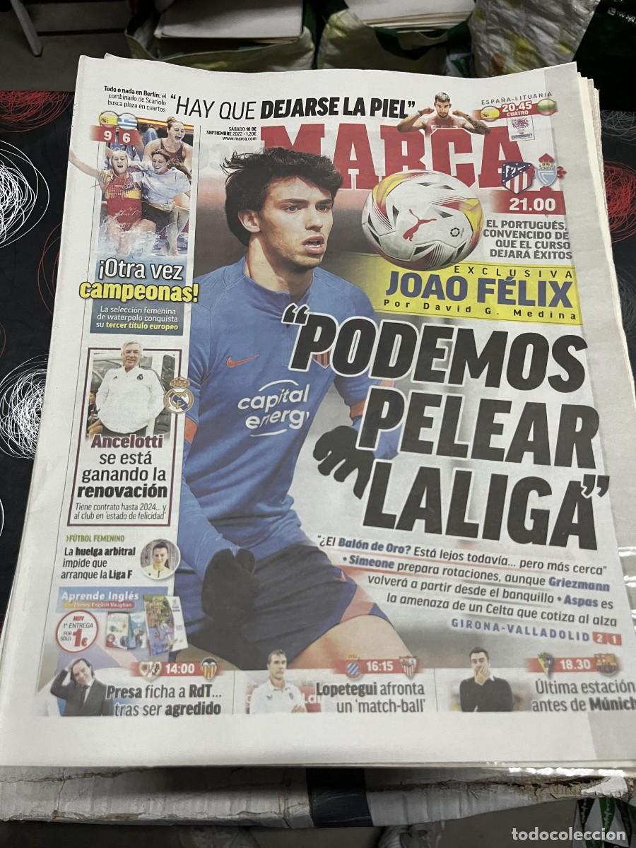 Coleccionismo deportivo: MARCA (10-9-2022) ENTREVISTA JOAO FELIX ESPA&Ntilde;A LITUANIA EUROBASKET CAMPEON ESPA&Ntilde;A WATERPOLO FEMENINO