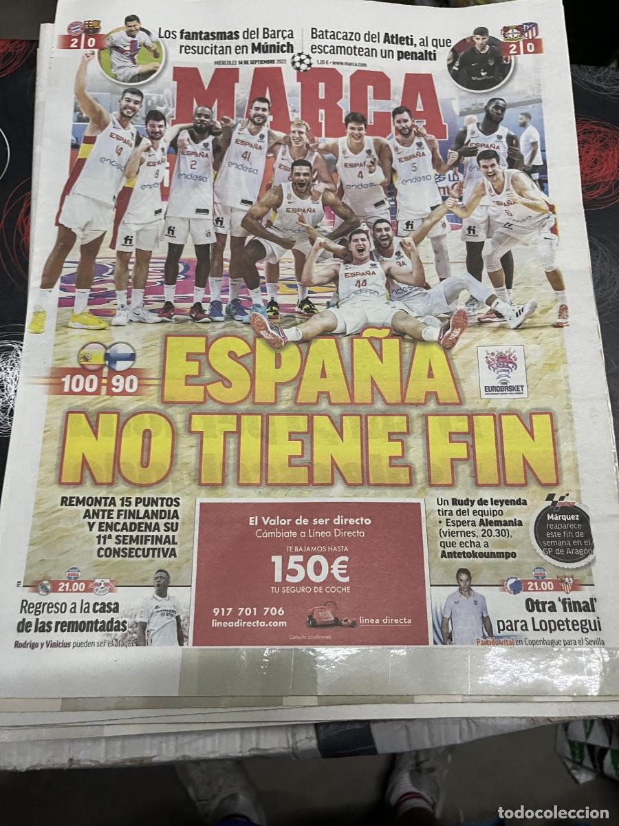 Coleccionismo deportivo: MARCA (14-9-2022) CAMPEON EUROBASKET BALONCESTO ESPA&Ntilde;A 100-90 FINLANDIA BAYERN MUNCHEN 2-0 BAR&Ccedil;A